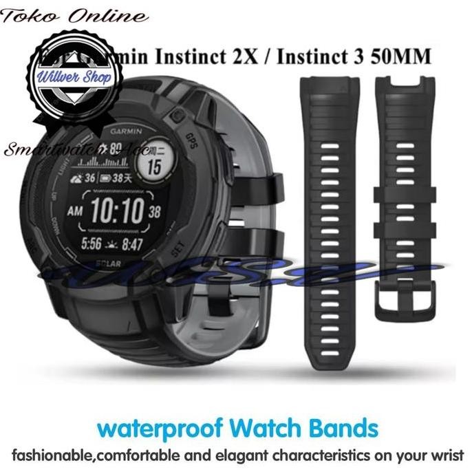 NEW SALE PROMO Tali Jam Garmin Instinct 3 50mm 2x 50mm Amoled Solar Tactical Strap Silicone Model Or