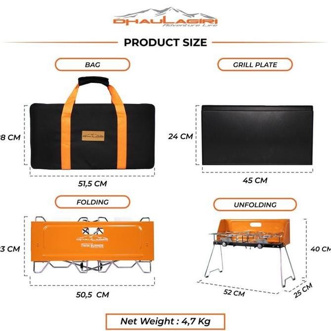 Camping Stove Twin Burner With Grill Plate Dhaulagiri