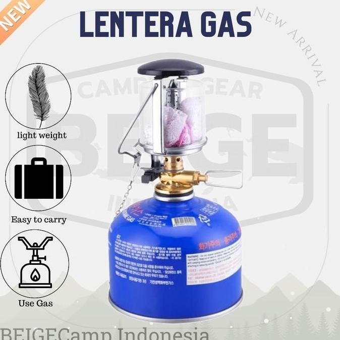 Beige - Lentera Gas Outdoor Lampu Camping Ultralight Petromak Tq-215