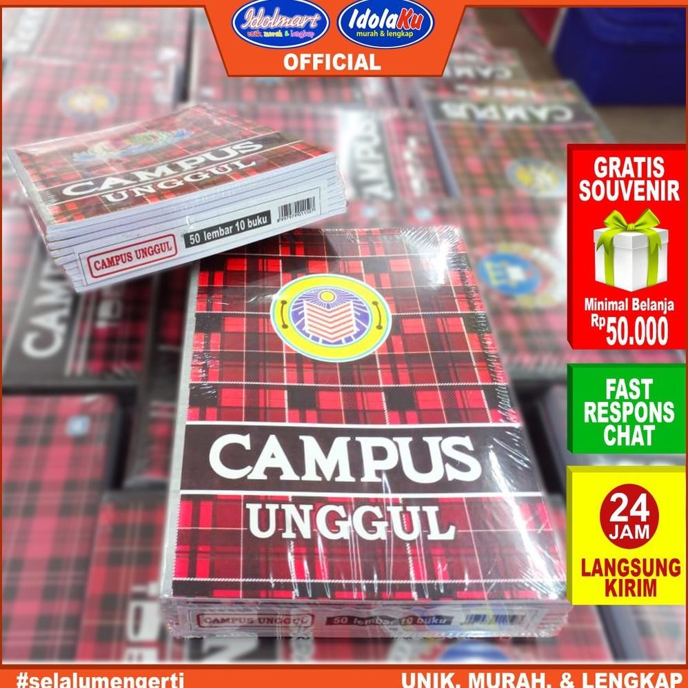 

IDOLAKU Buku Tulis Campus Unggul isi 50 Lembar Buku Tulis Sekolah Buku Tulis Boxy