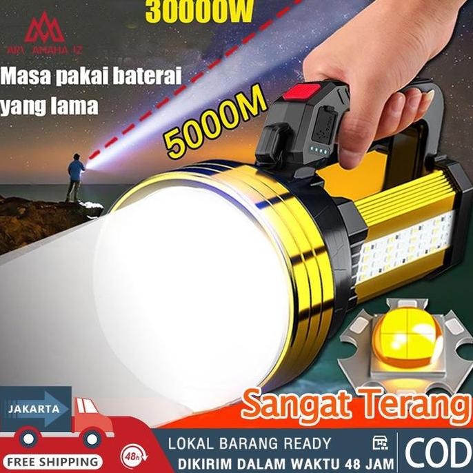 Senter Led Super Terang Jarak Jauh Senter Camping Jumbo Multifungsi Waterproof Power 8000 Lumens / S