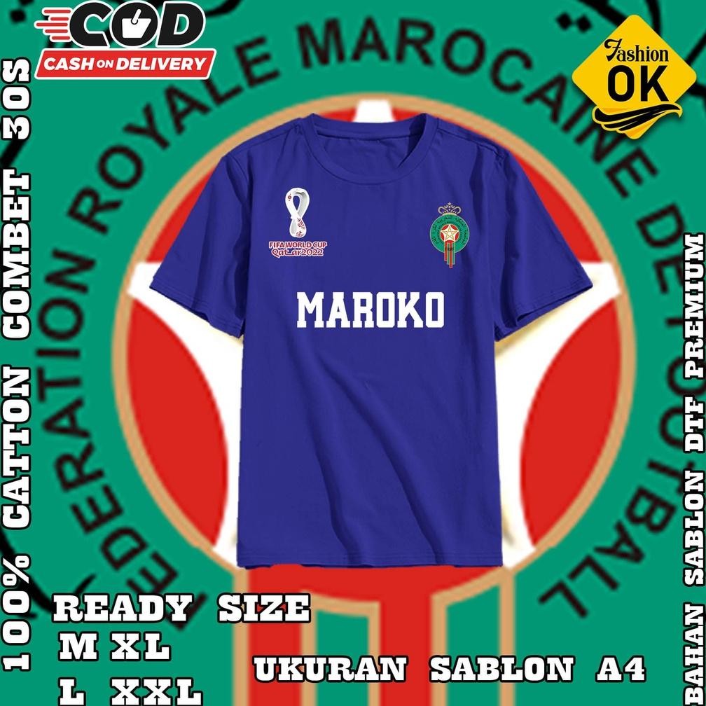 Promo T-Shirt Timnas Maroko Piala Dunia 2022 Kaos Bola Tim Nasional Maroko Lengan Pendek Kaos Distro