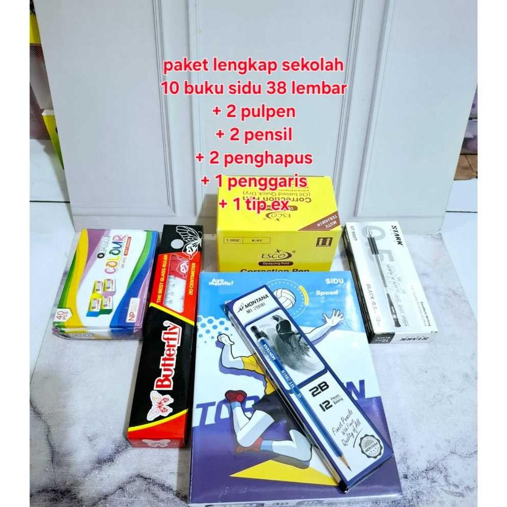 

Buku Paket Lengkap Sekolah / 10 Buku Sidu 38 Lembar +2pensil +2pulpen +2penghapus +1penggaris +1tip Ex