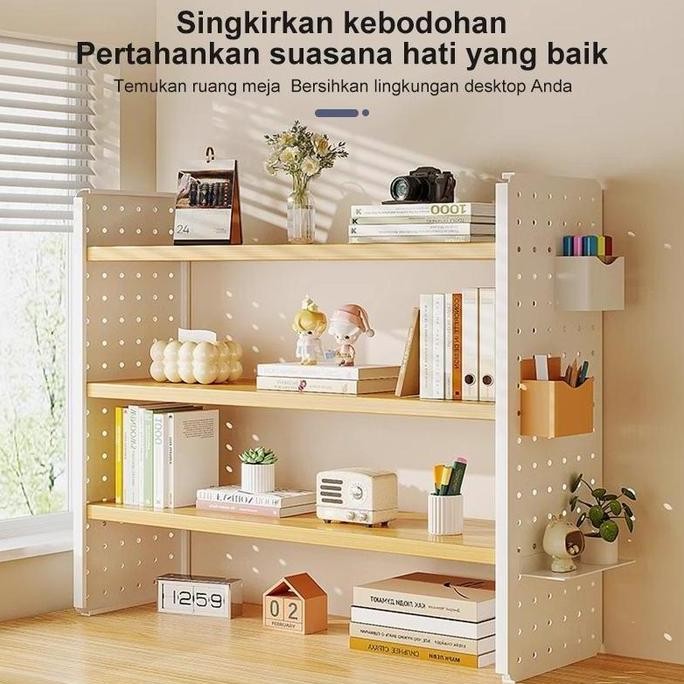 

Al-Rak Penyimpanan Desktop Meja Rak Buku Papan Lubang Meja Belajar Rumah Rak Display Penyimpanan Multi-Lapis KS88