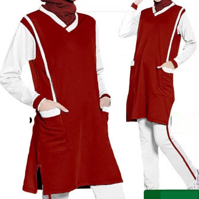 SETELAN KAOS OLAHRAGA SENAM TUNIK MUSLIMAH TRAINING WANITA BABYTERRY JUMBO XL - 3XL / 17561 BAJU CEL