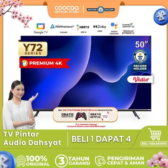 [Google Tv] Coocaa 50 Inch Smart Led Tv - Flicker Free -(Coocaa 50Y72)