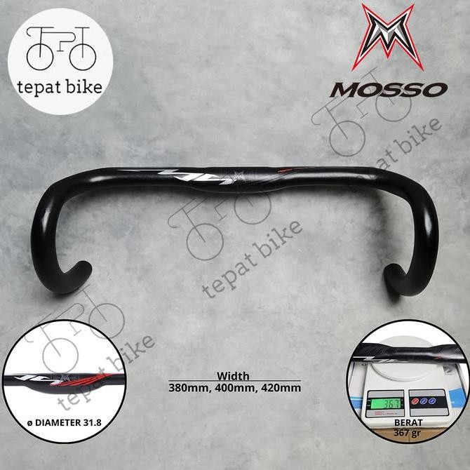 MOSSO STANG BALAP DROPBAR AERO ROADBIKE ALLOY 380 400 420 GEPENG PIPIH RINGAN ORIGINAL DAN TERPERCAY