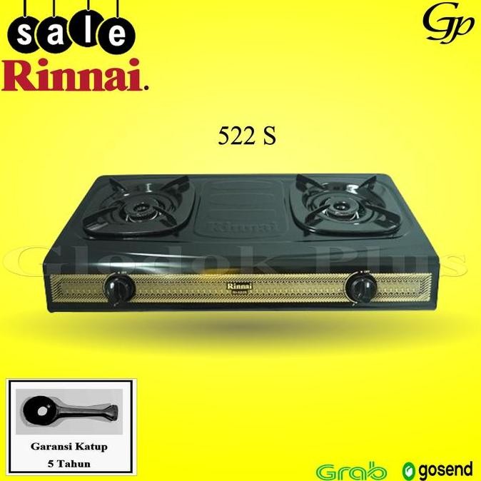 Rinnai Ri-522S Kompor Gas 2 Tungku Teflon Ri 522 S Rinai Ri522S