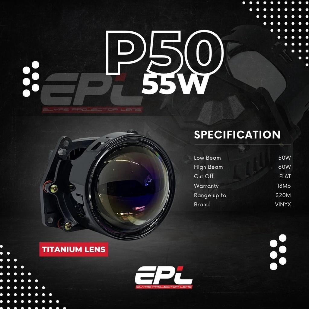 Projie Proji Projector Biled Vinyx P50 P60 Laser 3 Inch Purple Lens 60W Kembaran E10 E11 New Best Qu