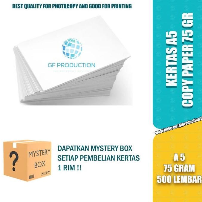 

Kertas HVS A5 75gr Copy Paper / 1 Rim / 500 Lembar