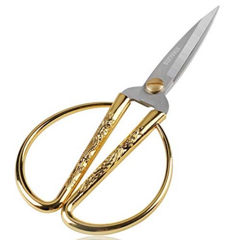 

Premium 19cm Gunting Emas Wedding Sangjit Phoenix Ceremony Golden Scissors Gunting Gold High Quality