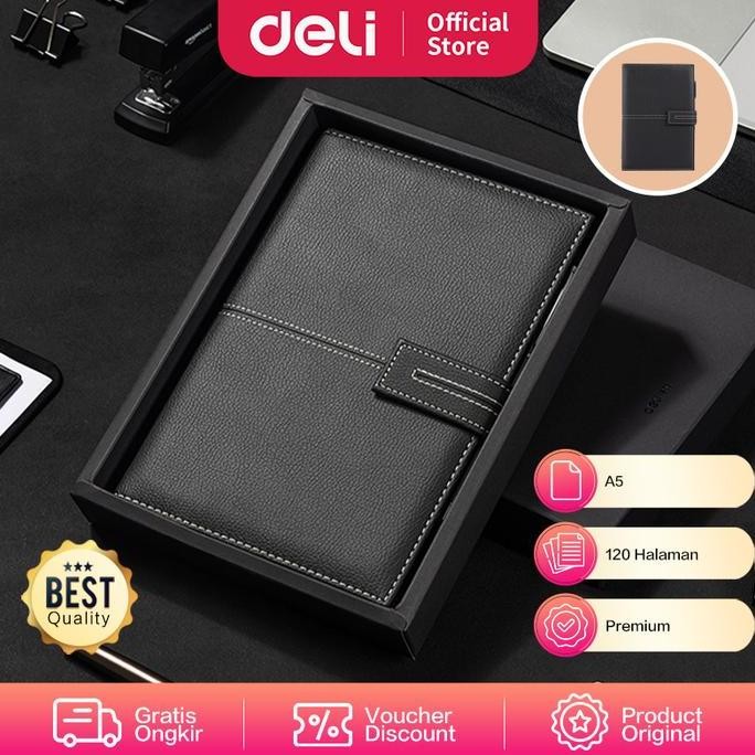 

New Product - Deli Leather Cover Notebook Gift Set Hadiah Buku Catatan A5 En139L Kiarastoreku