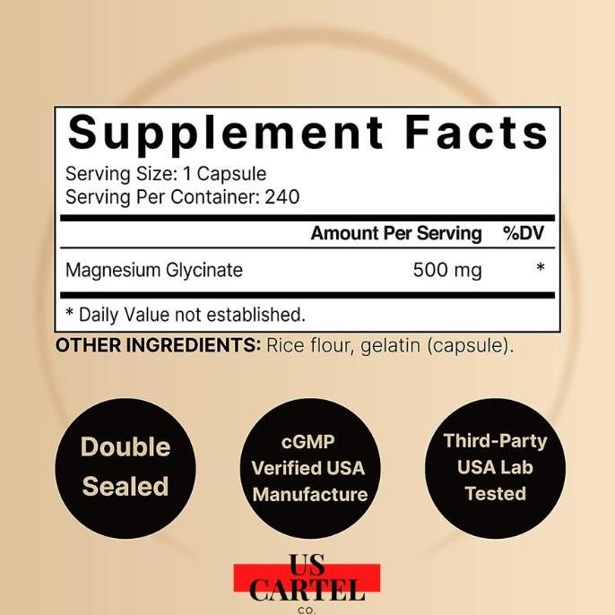 Naturebell Magnesium Glycinate 500mg 240 Capsules