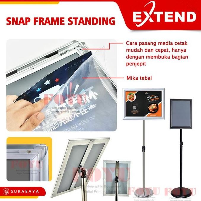 

New Product - Stand Display Banner Poster Snap Frame Coating Steel Black A3 A4 Sign Board Single Side Outdoor Indoor Tripod Standing Kaki Papan Tegak Satu Sisi Extend Clip Kiarastoreku