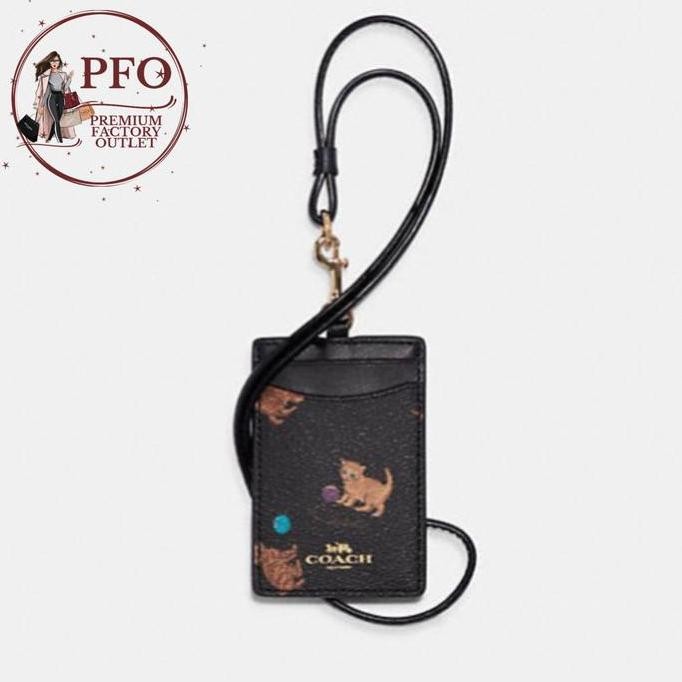 

[SOSHOP] GANTUNGAN ID LANYARD COCH C6429 WITH CAT PRINT IN BROWN BLACK MULTI