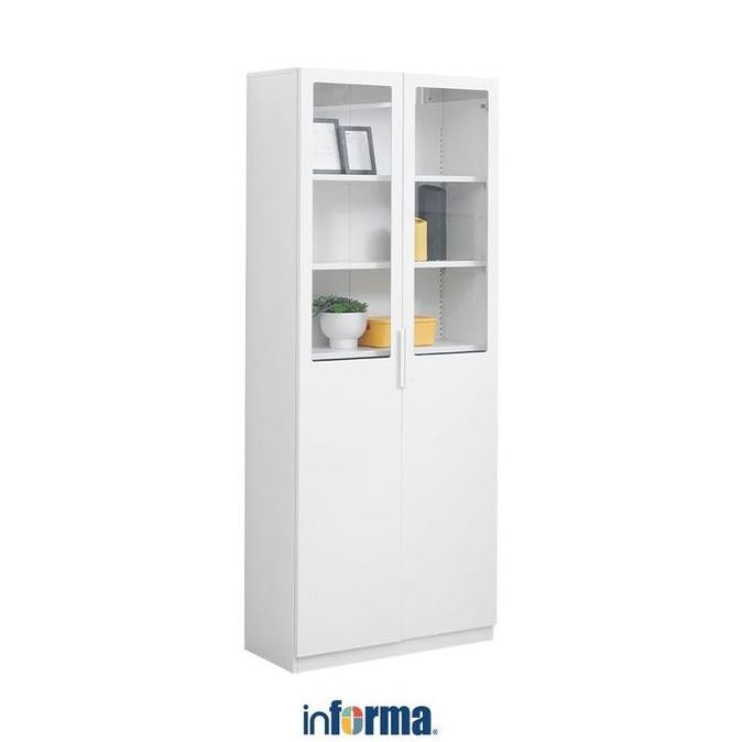 Informa Gion Lemari Arsip Kantor Metal Pintu Kaca Half - Putih File Cabinet Lemari Besi Kabinet Temp