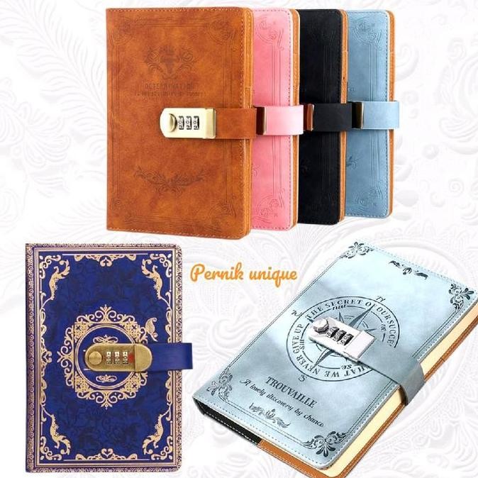 

Buku Catatan Harian Dengan Kunci Password Cover Kulit Model Retro Klasik A5 Stationery Co