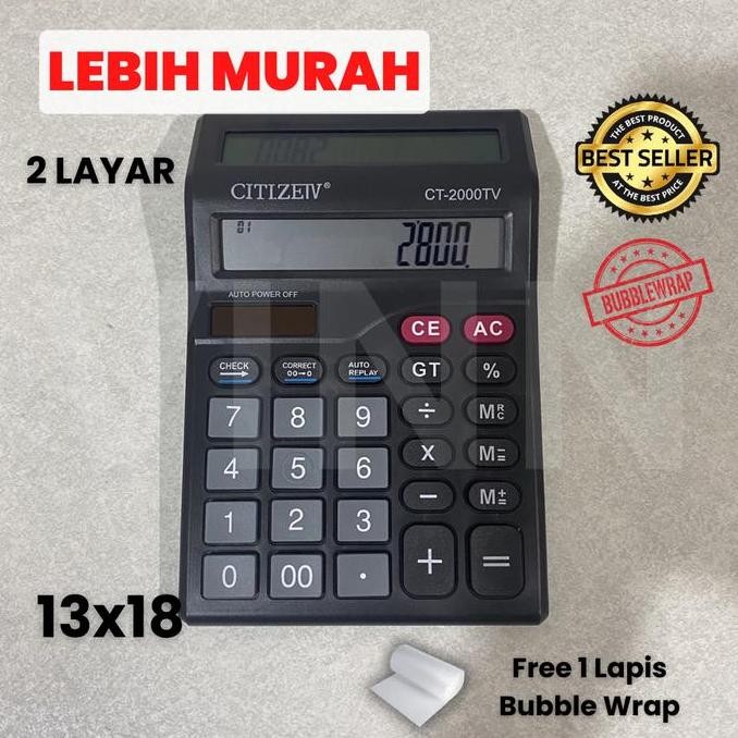 

New Product - Kalkulator Citizen 2 Layar Ct-2000Tv 12 Digit Kalkulator Check 2Power Kiarastoreku