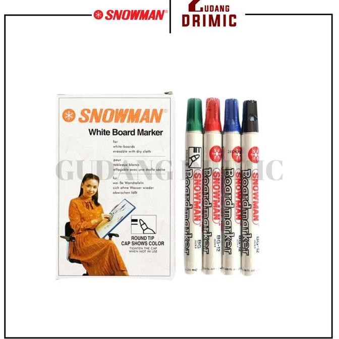 

Spidol Snowman Whiteboard Marker Papan Tulis Bg 12 - 1 Lusin Isi 12 Pcs Co