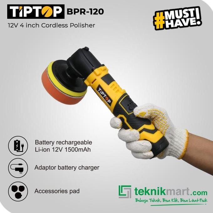 Tip Top BPR-120 12Volt 4inch Cordless Polisher / Mesin Poles Baterai