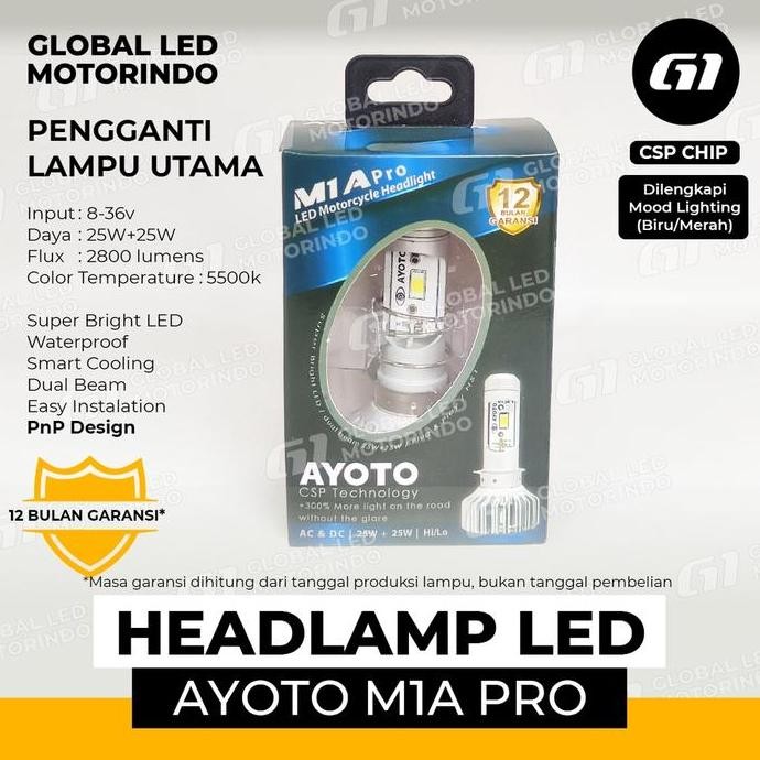 Lampu Led Motor Ayoto M1A M1A Pro H6 Ac & Dc Motor Bebek Matic Satria