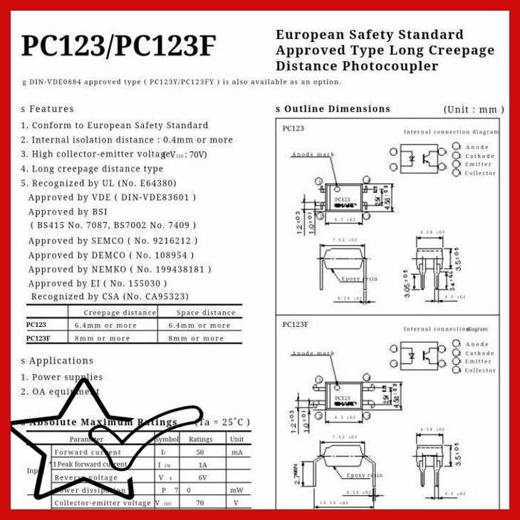 [IWS] SHARP PC123 OPTOCOUPLER PHOTOCOUPLER PC 123 OPTO