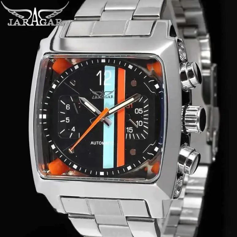 Square Date Mechanical Automatic Steel Belt Men's Watch JARAGAR Tianlong Baopu Business Style Wristw