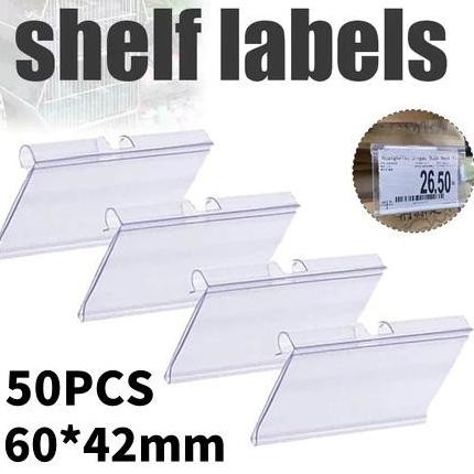 

50Pcs 60*42Mm Price Tag Holder Price Rail/Label Harga Type Jepit Co