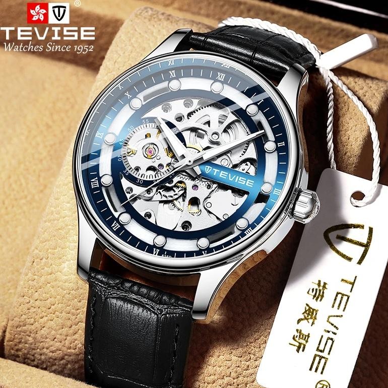 ashion Mechanical Watch For Men Tevise T836d Simple Automatic Wristwatches Mens Leather Waterproof B