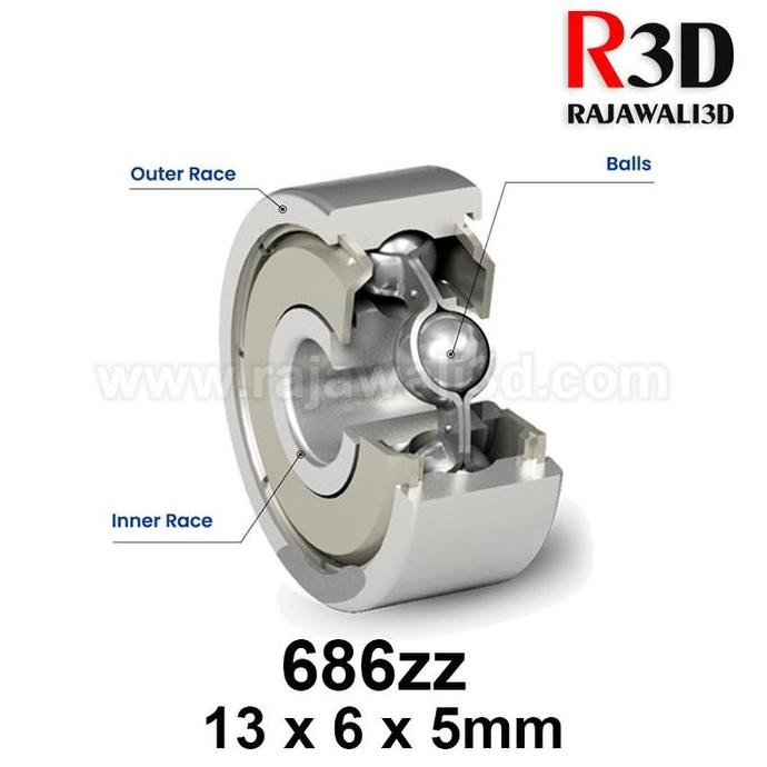 Up Ball Bearing 686Zz 686 Zz Miniature 6X13X5Mm Terlaris