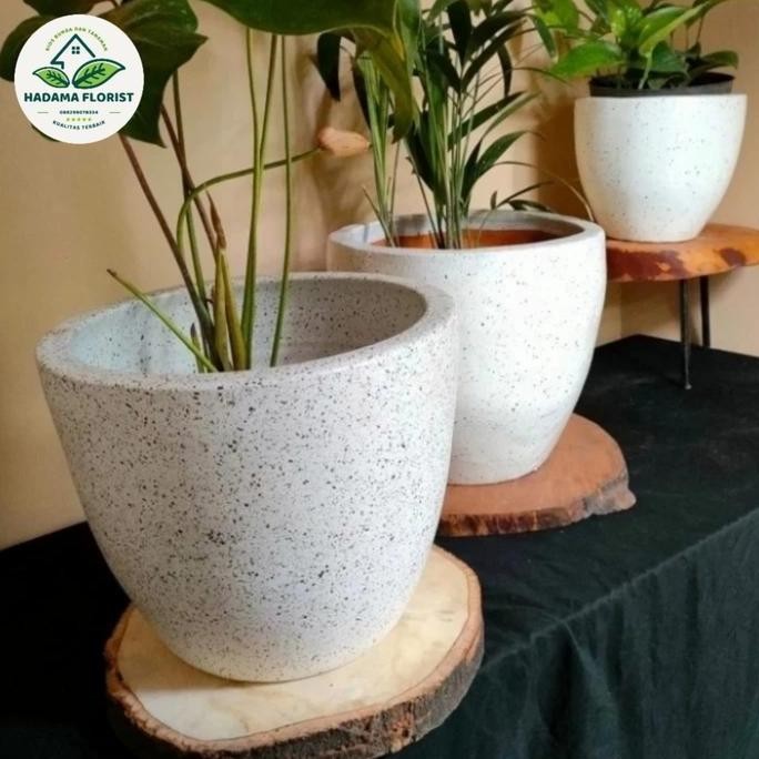 Terlaris Pot Gerabah Keramik Putih Tinggi 25Cm, Diameter 30Cm