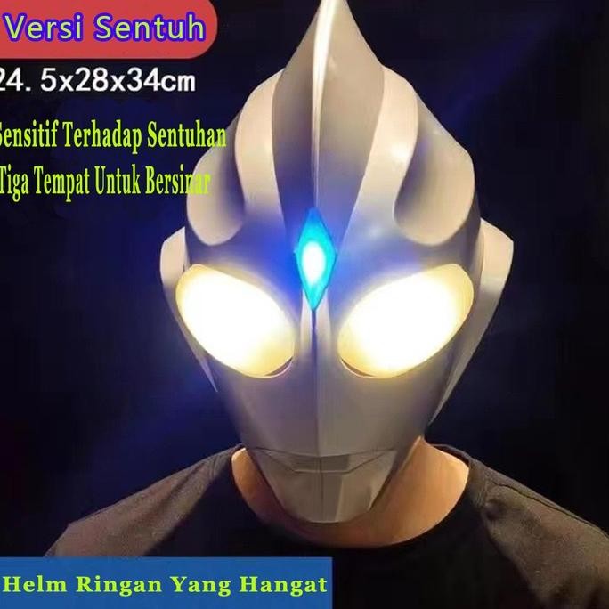 Promo Topeng Ultraman Dewasa Anak Cosplay Tiga Tutup Kepala Helm Tutup Kepala Sensor Sentuh Masker B