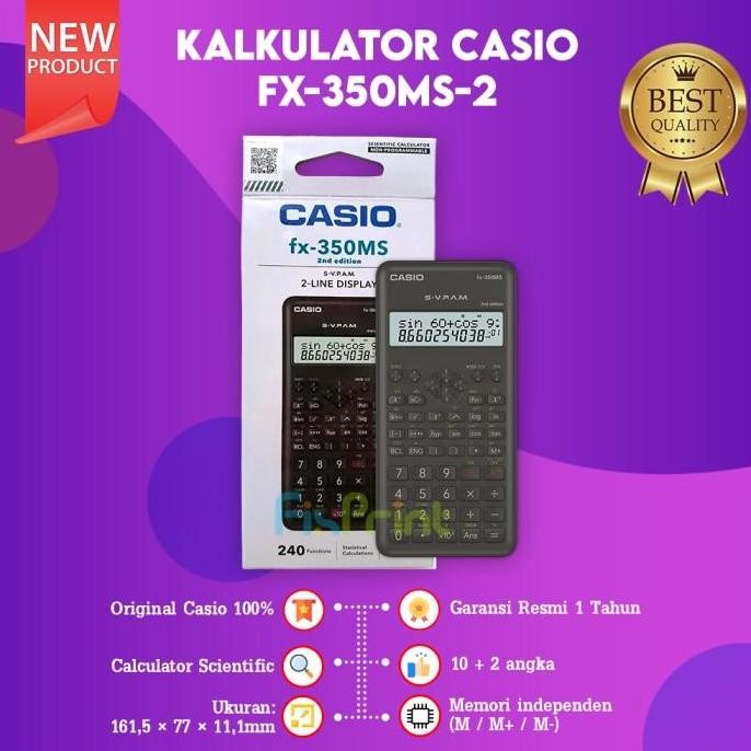 

Casio Fx-350Ms 2Nd Ed - Kalkulator Sekolah - Scientific - 240 Fungsi Original Kalkulator Co