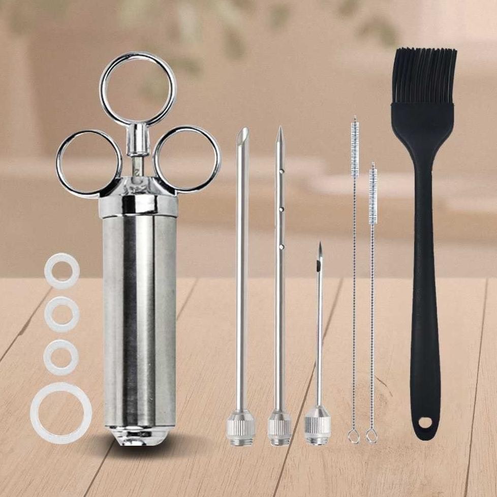 IYouNice Suntik Bumbu Daging Ayam Seasoning Injector Dapur Masak Daging Kalkun Ayam 3 Needles 2OZ