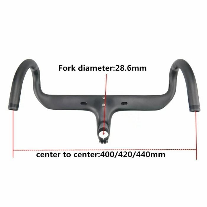 Aeronova Full Carbon Roadbike Drop Bar Integrated Stem - Dropbar 42 Cm Original Dan Terpercaya