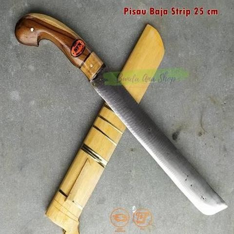 Golok mini Pisau Baja 25 cm Gagang Kayu Jati full Tang sarung kayu