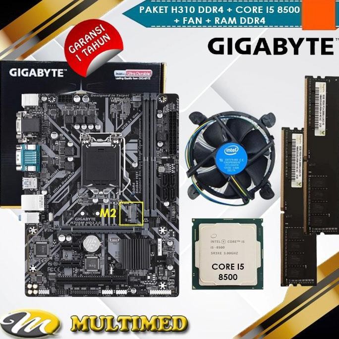 Paket Mainboard 1151 H310M DDR4 + Core i5 8500 + FAN + RAM