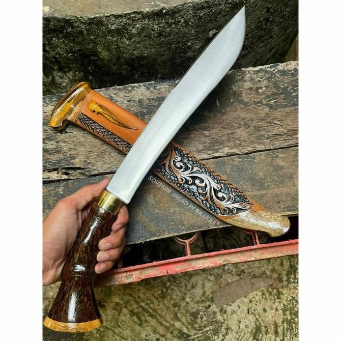 Kukri Bedog Sembelih Baja Per Asli Kayu Ukir Khas Survival Serbaguna01