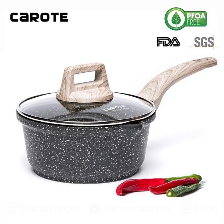 Carote Sauce Pan Woody Granite Dengan Tutup - 16cm