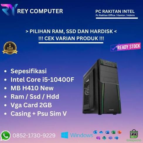 Pc Only Siap Pakai Core I5-Generasi 10 Cocok Untuk Editing Ringan, Office Admin Kantor (Ram / Ssd / 