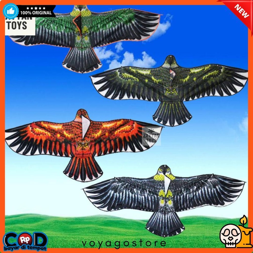 Layangan Bentuk Burung Elang - Layang 1 Pc Motif Olahraga Outdoor 1.1M Dengan Tali 30M Besar Ramrama