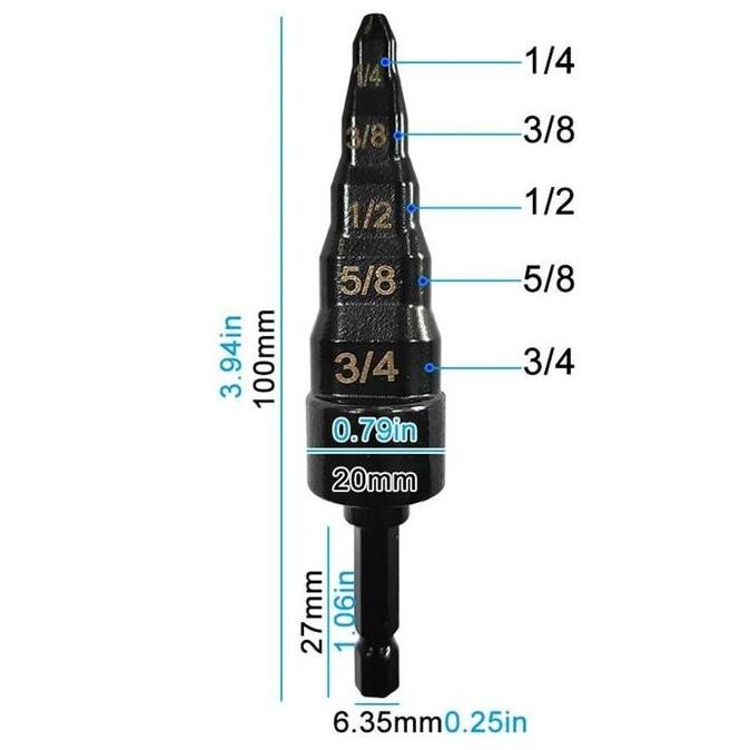 Alat Pembesar Pipa Tube Expander Tembaga Untuk Ac/Kulkas, Alat Pembesar Lubang Pipa Multi 5 Step Dri