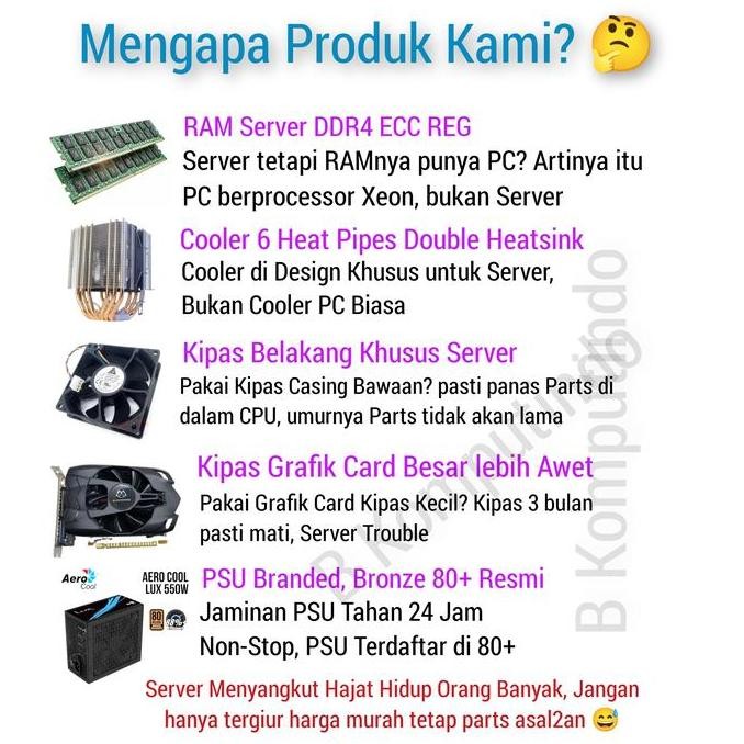 Server Intel Xeon 8 Core | Ram Ddr4 | Ssd | Server Klinik Unbk Pulsa New Stok