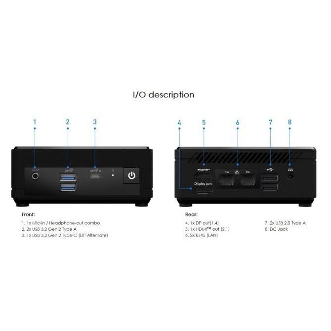 Mini Pc Msi Cubi N Adl - Intel N100/8/Ssd256/Dos - Mini Pc Msi Cubi New Stok