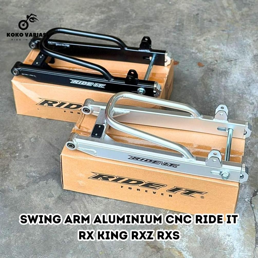 SWING ARM RIDE IT LENGAN AYUN SUPIT RX KING SILVER/HITAM ALUMUNIUM CNC