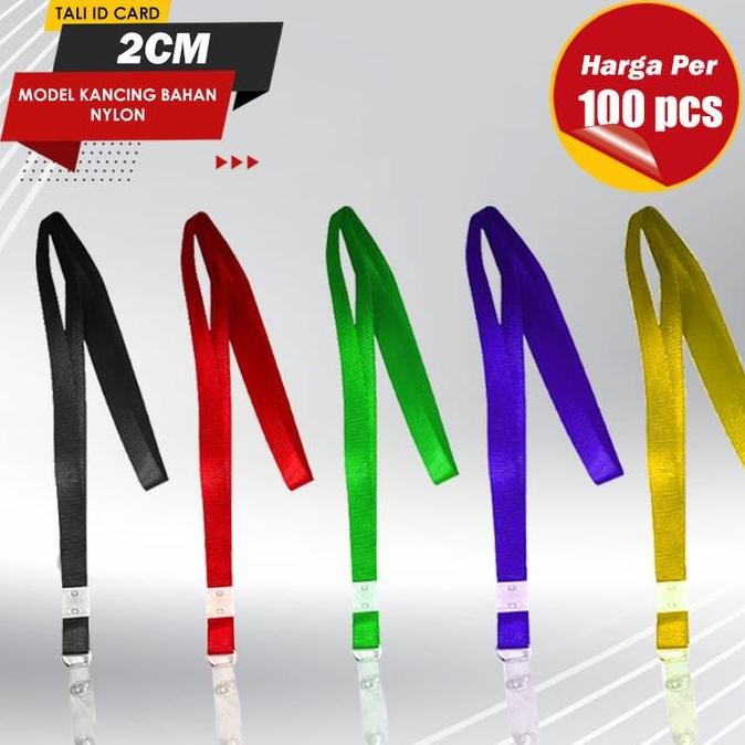 

READY TALI ID CARD 2CM MODEL KANCING BAHAN NYLON isi 100 pcs NEW