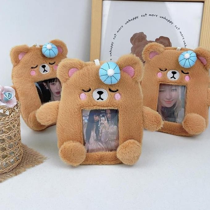 

READY Bear Plush Photocard PC Korea Kartu Beruang Fluffy PC Holder Photocard Gantungan Card Motif Beruang NEW