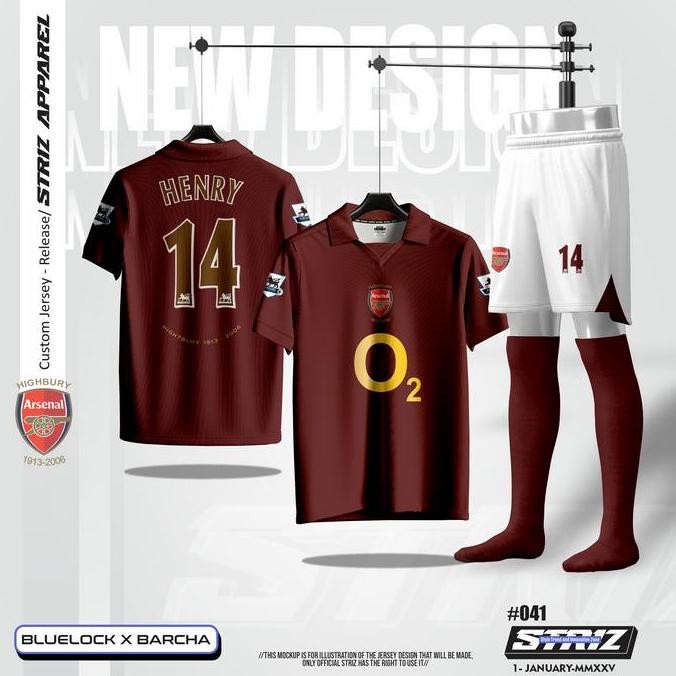 restock  STRIZ-039-  JERSEY CUSTOM ARSENAL HOME 2006 / FULL PRINTING / PREMIUM QUALITY / JERSEY FOOT