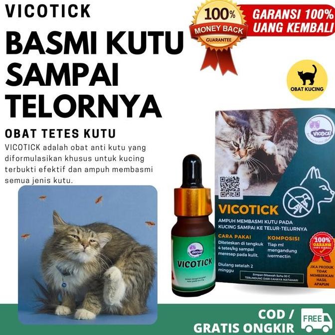 Obat Kutu Kucing AMPUH VICOTICK Basmi Kutu Sampai Telornya Aman Kitten