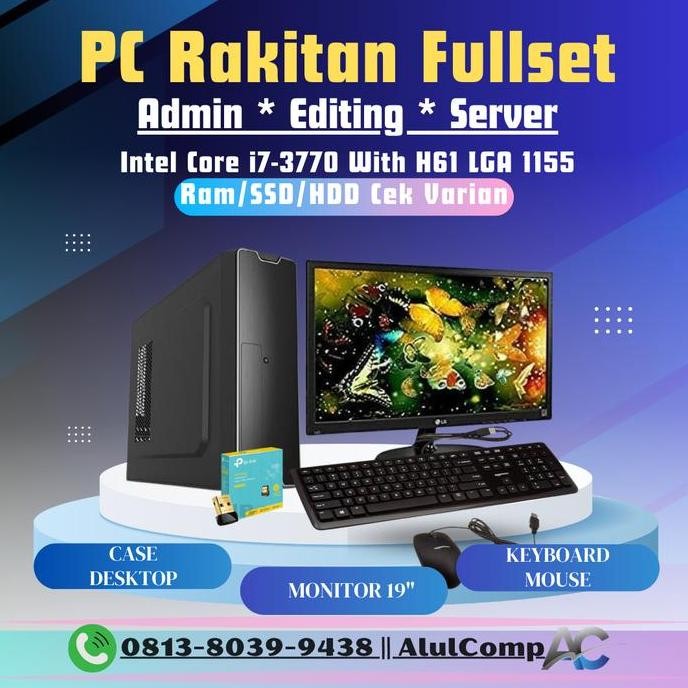 Paket Pc Komputer Rakitan Server I7 3770 - Case Slim Desktop New Stok